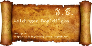 Weidinger Boglárka névjegykártya