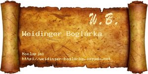 Weidinger Boglárka névjegykártya